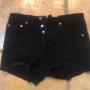 Levi 501 High Waist Black Jean Short